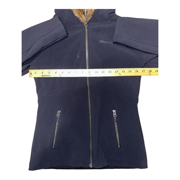 Marmot Womens Navy Blue Furlong Faux Fur Hooded Jacket, Small - Picture 10 of 10